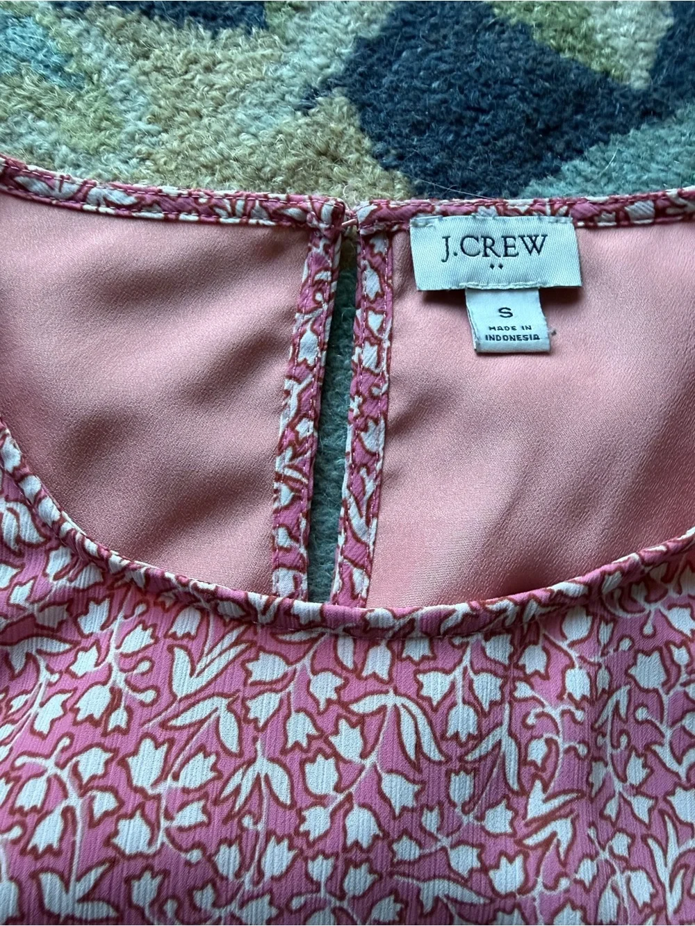 J. Crew Rose Pink Printed Long-Sleeve Blouse size small